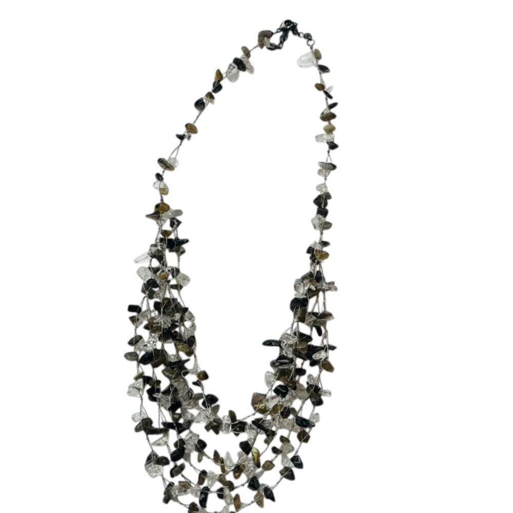 Vintage Lucas Lameth Sterling Silver Multi-Strand Agate Floating  Necklace